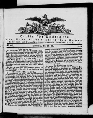 Berlinische Nachrichten von Staats- und gelehrten Sachen vom 23.05.1839