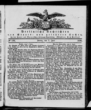 Berlinische Nachrichten von Staats- und gelehrten Sachen vom 07.06.1839
