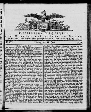 Berlinische Nachrichten von Staats- und gelehrten Sachen on Jun 11, 1839