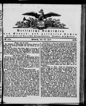 Berlinische Nachrichten von Staats- und gelehrten Sachen vom 12.06.1839
