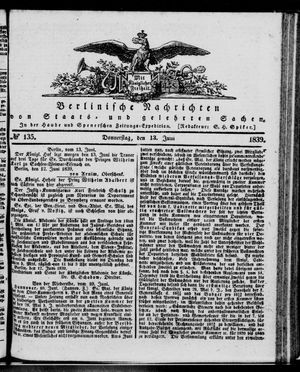 Berlinische Nachrichten von Staats- und gelehrten Sachen vom 13.06.1839