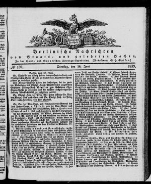 Berlinische Nachrichten von Staats- und gelehrten Sachen vom 18.06.1839