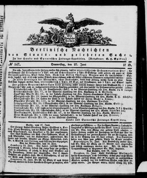 Berlinische Nachrichten von Staats- und gelehrten Sachen vom 27.06.1839