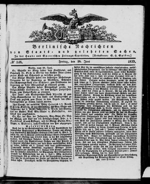 Berlinische Nachrichten von Staats- und gelehrten Sachen vom 28.06.1839