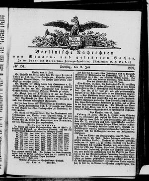 Berlinische Nachrichten von Staats- und gelehrten Sachen on Jul 2, 1839