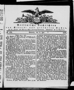 Berlinische Nachrichten von Staats- und gelehrten Sachen vom 03.07.1839