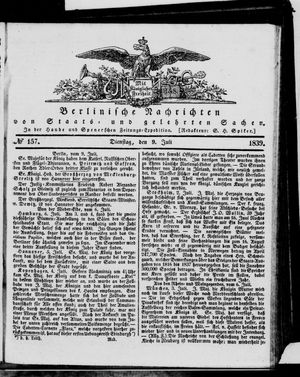 Berlinische Nachrichten von Staats- und gelehrten Sachen vom 09.07.1839
