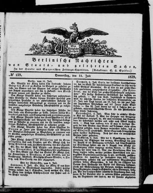 Berlinische Nachrichten von Staats- und gelehrten Sachen vom 11.07.1839