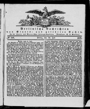 Berlinische Nachrichten von Staats- und gelehrten Sachen vom 12.07.1839