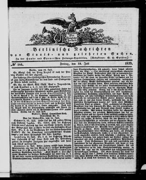 Berlinische Nachrichten von Staats- und gelehrten Sachen vom 19.07.1839