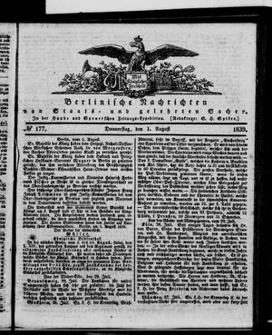 Berlinische Nachrichten von Staats- und gelehrten Sachen vom 01.08.1839
