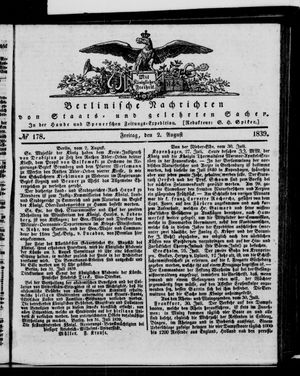 Berlinische Nachrichten von Staats- und gelehrten Sachen vom 02.08.1839