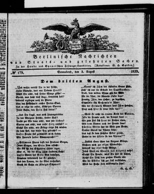 Berlinische Nachrichten von Staats- und gelehrten Sachen vom 03.08.1839
