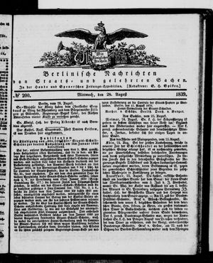 Berlinische Nachrichten von Staats- und gelehrten Sachen vom 28.08.1839