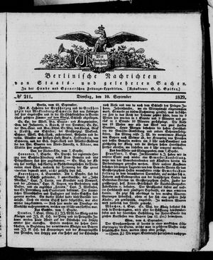 Berlinische Nachrichten von Staats- und gelehrten Sachen vom 10.09.1839