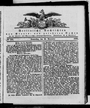 Berlinische Nachrichten von Staats- und gelehrten Sachen vom 26.09.1839