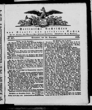 Berlinische Nachrichten von Staats- und gelehrten Sachen vom 28.09.1839