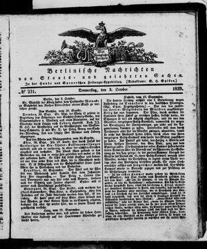 Berlinische Nachrichten von Staats- und gelehrten Sachen vom 03.10.1839