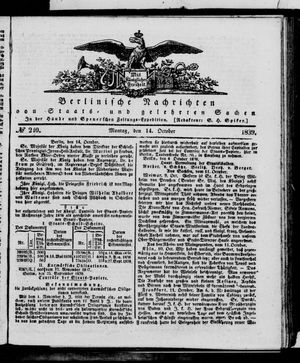 Berlinische Nachrichten von Staats- und gelehrten Sachen on Oct 14, 1839