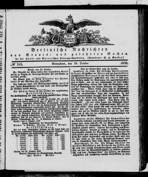 Berlinische Nachrichten von Staats- und gelehrten Sachen vom 19.10.1839