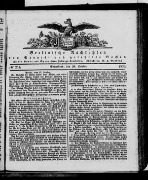 Berlinische Nachrichten von Staats- und gelehrten Sachen vom 26.10.1839