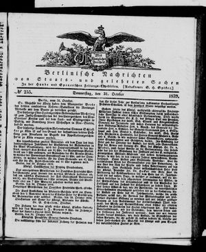 Berlinische Nachrichten von Staats- und gelehrten Sachen vom 31.10.1839