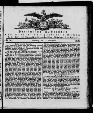 Berlinische Nachrichten von Staats- und gelehrten Sachen on Nov 13, 1839