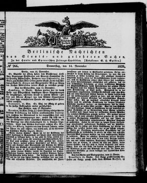 Berlinische Nachrichten von Staats- und gelehrten Sachen vom 14.11.1839