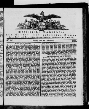 Berlinische Nachrichten von Staats- und gelehrten Sachen vom 15.11.1839