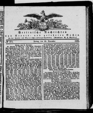 Berlinische Nachrichten von Staats- und gelehrten Sachen vom 22.11.1839