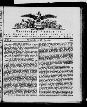Berlinische Nachrichten von Staats- und gelehrten Sachen vom 23.11.1839