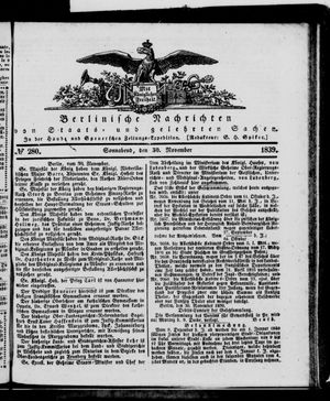 Berlinische Nachrichten von Staats- und gelehrten Sachen vom 30.11.1839