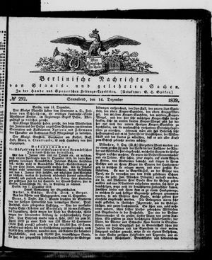Berlinische Nachrichten von Staats- und gelehrten Sachen vom 14.12.1839