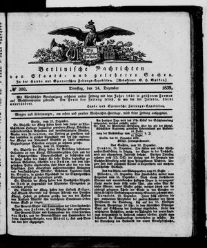 Berlinische Nachrichten von Staats- und gelehrten Sachen vom 24.12.1839