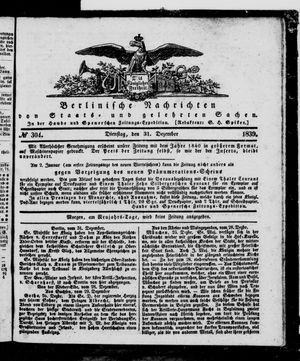 Berlinische Nachrichten von Staats- und gelehrten Sachen vom 31.12.1839