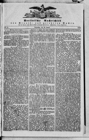 Berlinische Nachrichten von Staats- und gelehrten Sachen vom 16.01.1840