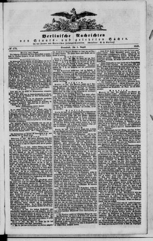 Berlinische Nachrichten von Staats- und gelehrten Sachen on Aug 1, 1840