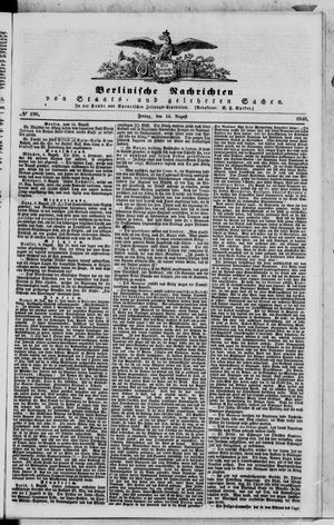 Berlinische Nachrichten von Staats- und gelehrten Sachen vom 14.08.1840