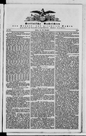 Berlinische Nachrichten von Staats- und gelehrten Sachen vom 20.11.1840