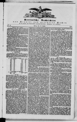 Berlinische Nachrichten von Staats- und gelehrten Sachen vom 15.01.1841