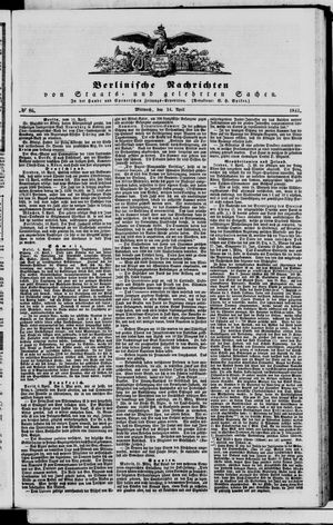 Berlinische Nachrichten von Staats- und gelehrten Sachen on Apr 14, 1841