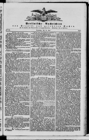 Berlinische Nachrichten von Staats- und gelehrten Sachen vom 22.04.1841