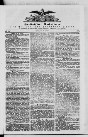 Berlinische Nachrichten von Staats- und gelehrten Sachen vom 18.02.1842