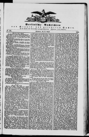 Berlinische Nachrichten von Staats- und gelehrten Sachen vom 27.08.1842
