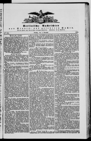 Berlinische Nachrichten von Staats- und gelehrten Sachen vom 01.11.1842