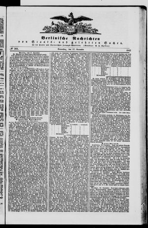 Berlinische Nachrichten von Staats- und gelehrten Sachen vom 17.11.1842