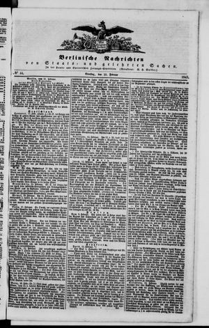 Berlinische Nachrichten von Staats- und gelehrten Sachen vom 21.02.1843