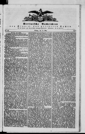 Berlinische Nachrichten von Staats- und gelehrten Sachen vom 14.03.1843