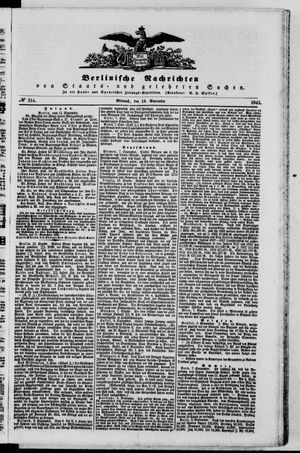 Berlinische Nachrichten von Staats- und gelehrten Sachen vom 13.09.1843