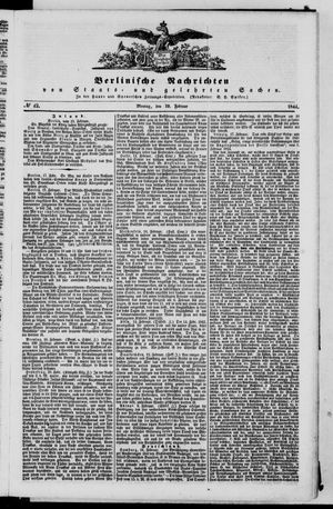 Berlinische Nachrichten von Staats- und gelehrten Sachen vom 19.02.1844